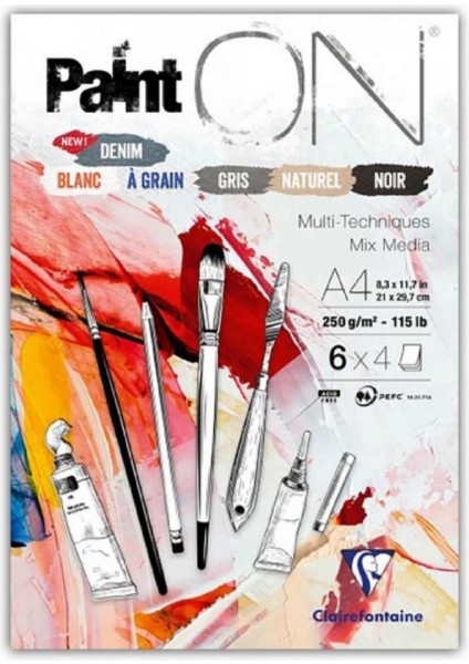 Paint-On Assorted Colours 250GR 6 Renk Çok Amaçlı Resim Blok 24 Sayfa A4 (21X29.7CM)