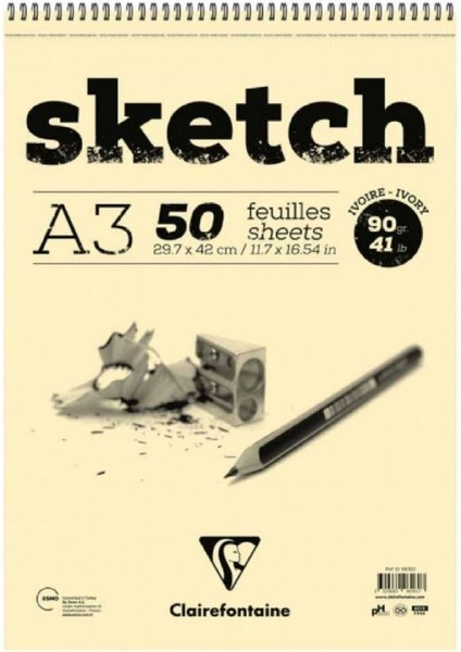 Esquisse Ivory Sketch 90GR Spiralli Çizim Blok 100 Sayfa A5 (14.8X21CM) (Kısa Kenar Spiral)