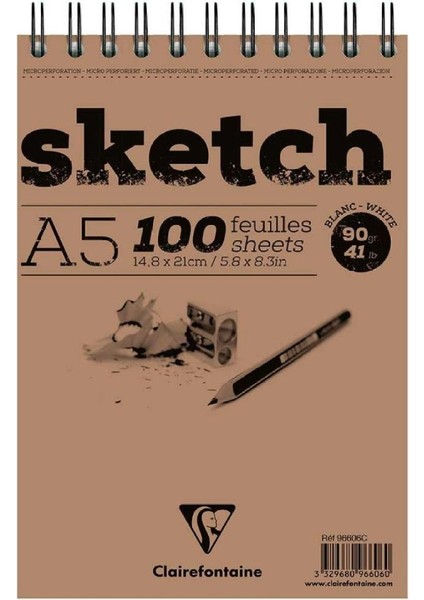 Esquisse Blanc Sketch 90GR Beyaz Spiralli Çizim Blok 100 Sayfa A5 (14.8X21CM)