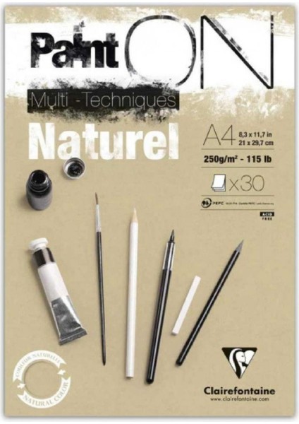 Paint-On Naturel 250GR Natural Çok Amaçlı Resim Blok 30 Sayfa A4 (21X29.7CM)
