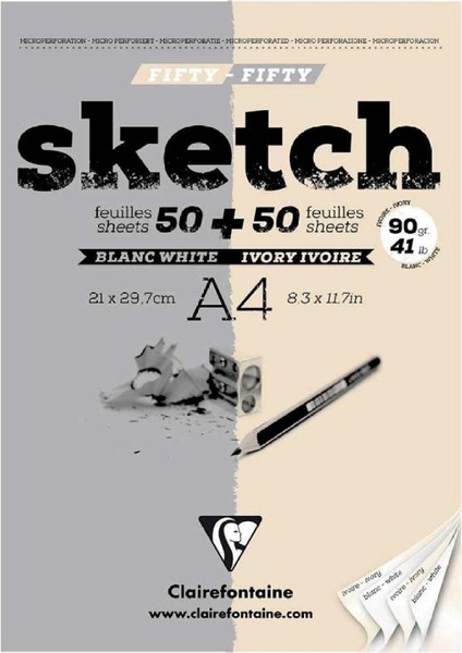 Esquisse Ivory & Blanc Sketch 90GR Çizim Plak 100 Sayfa A4 (21X29.7CM) (1 Kenarı Yapışkanlı)