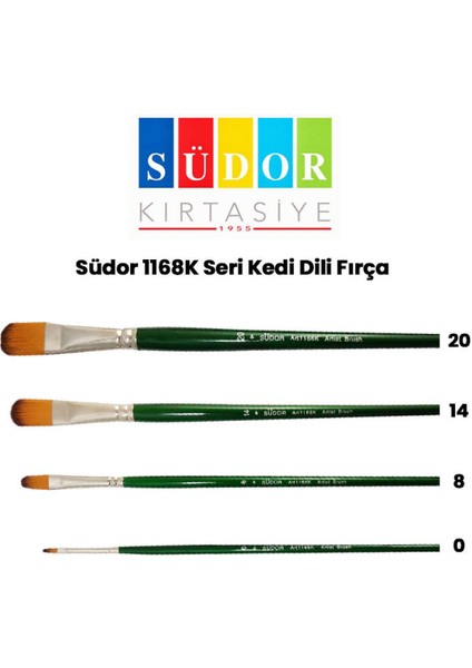 Uzun Sap Sentetik Kedi Dili Fırça Seri 1168K 4'lü Set