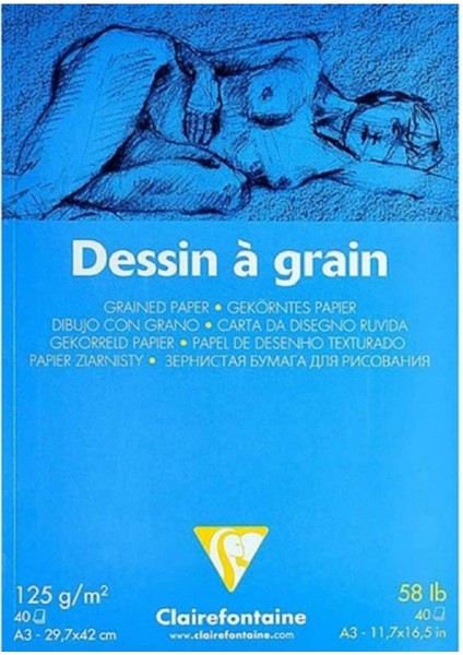Dessin A Grain 125GR Doğal Beyaz Dokulu Çizim Blok 40 Sayfa A3 (29.7X42CM)