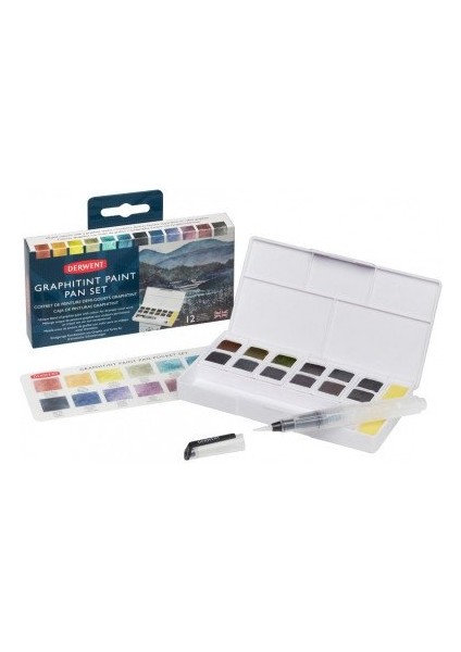 Derwent Graphitint 12 Renk Tablet Suluboya Seti