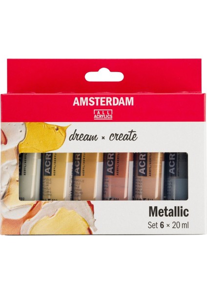 Standart Seri Akrilik Boya Set Metalik Seti 6 x 20 ml Metallics