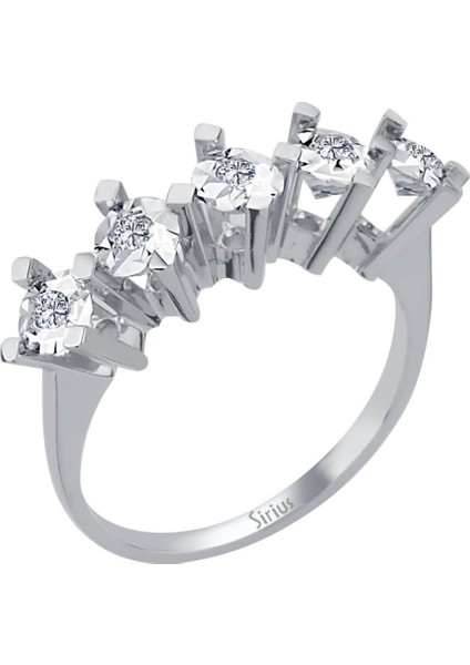 1 Karat Görünümlü Pırlanta 5 Taş Yüzük 0417R0227