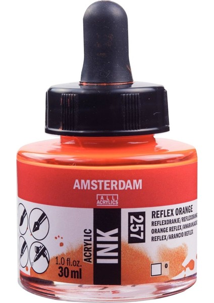Amsterdam Akrilik Mürekkep : Acrylic Ink : 30ML : Reflex Orange 257