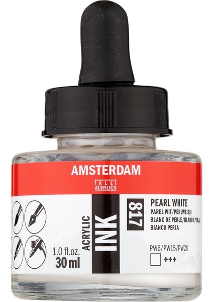 Amsterdam Akrilik Mürekkep : Acrylic Ink : 30ML : Pearl White 817