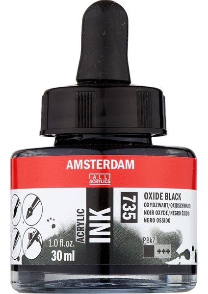 Amsterdam Akrilik Mürekkep : Acrylic Ink : 30ML : Oxide Black 735
