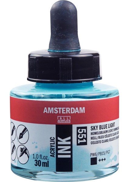 Amsterdam Akrilik Mürekkep : Acrylic Ink : 30ML : Sky Blue Light 551