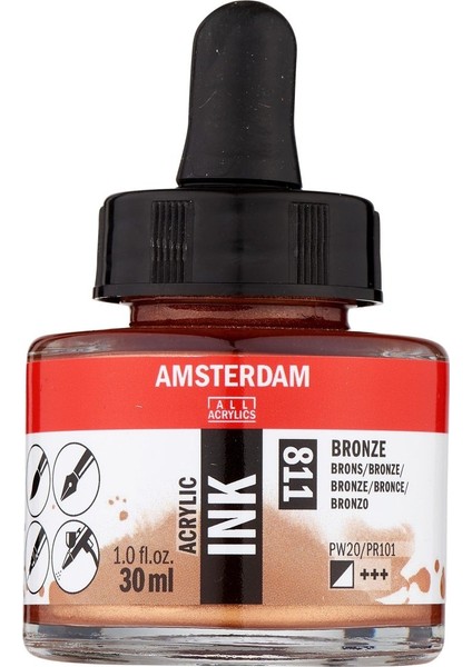 Amsterdam Akrilik Mürekkep : Acrylic Ink : 30ML : Bronze 811