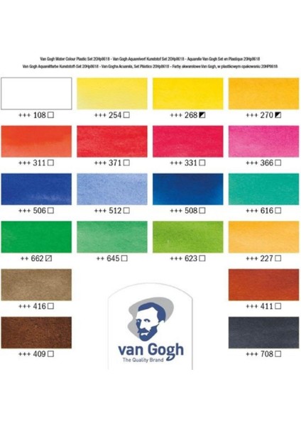 Van Gogh Suluboya Tablet Set 18 + 2 Ad. 10 ml Tüp (Plastik Kutu)