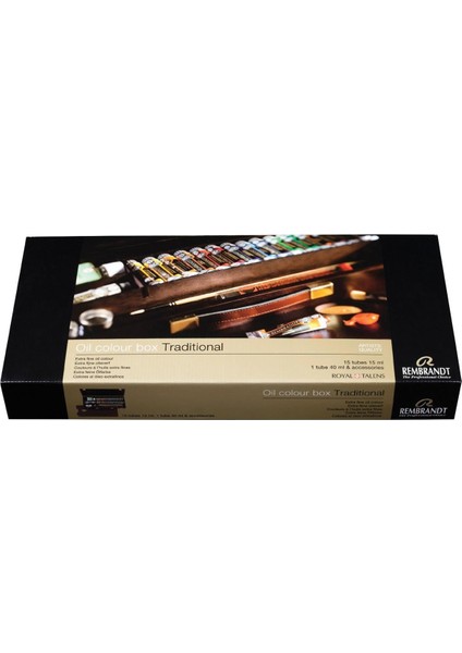 Yağlı Boya Takımı Box Traditional - 15 x 15 ml + 1 x 40 ml + 8 Aksesuar (Ahşap Kutu)