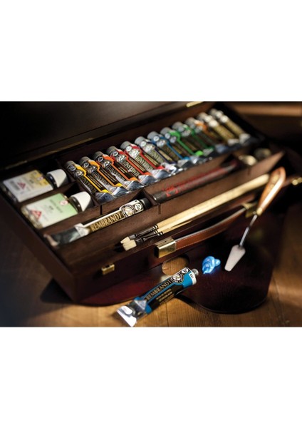 Yağlı Boya Takımı Box Professional 12 x 40 ml + 1 x 60 ml + 11 Aksesuar (Ahşap Kutu)