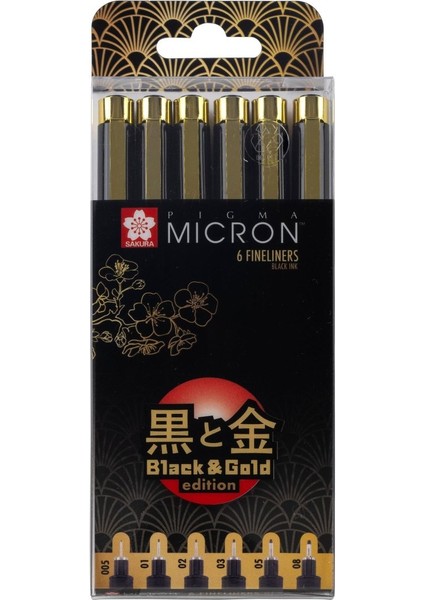 Pigma Micron Teknik Kalem Black & Gold Edıtıon Set 6'lı