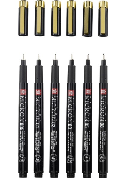 Pigma Micron Teknik Kalem Black & Gold Edıtıon Set 6'lı