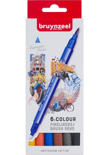 Finelıner Çift Taraflı Kalem Seti 6 Renk - Amsterdam