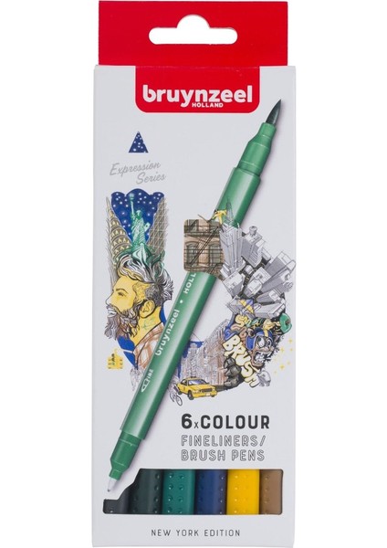 Finelıner Çift Taraflı Kalem Seti 6 Renk - New York