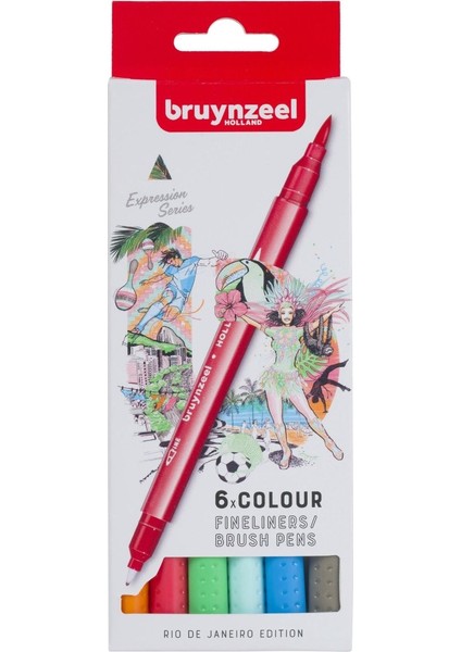 Finelıner Çift Taraflı Kalem Seti 6 Renk - Rıo