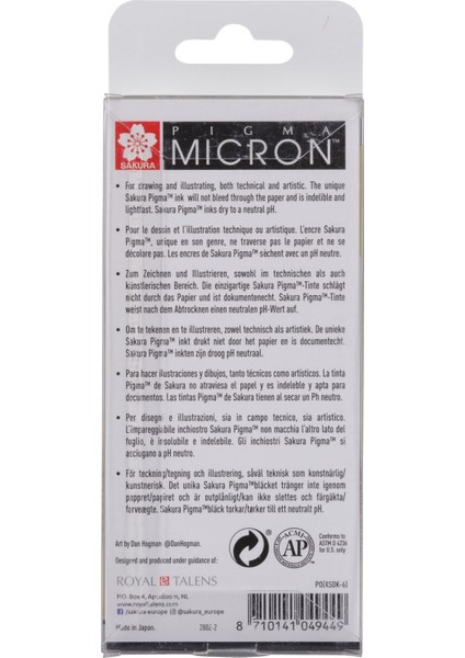 Pigma Micron Teknik Kalem Siyah Set 6'lı