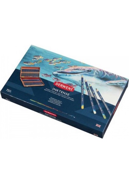 Inktense Pencil Kuru Boya Kalem Seti 72'li Ahşap Kutu (Mürekkep Kalemi)