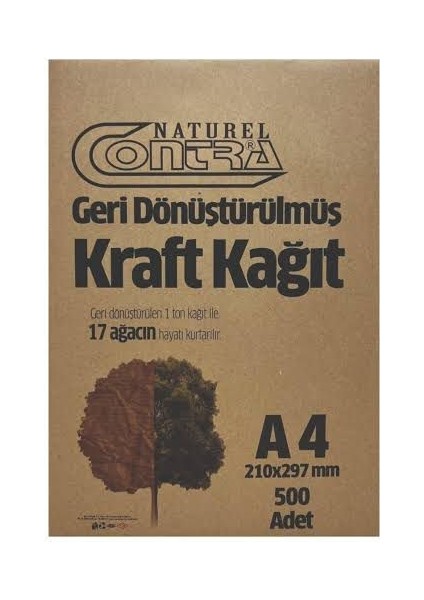 Naturel Contra A4 Kraft Kağıt Çizim ve Fotokopi Için 500’LÜ