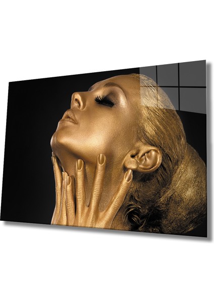 Eliza Home Altın Kadın Cam Tablo Golden