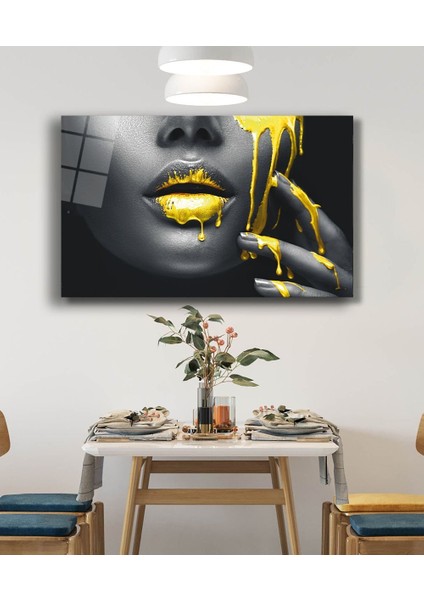 Eliza Home Kadınlar Sarı Dudak Kadın Cam Tablo fiyatları