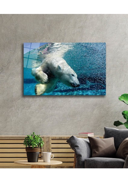 Eliza Home Beyaz Ayı Cam Tablo White Bear In Sea fiyatları