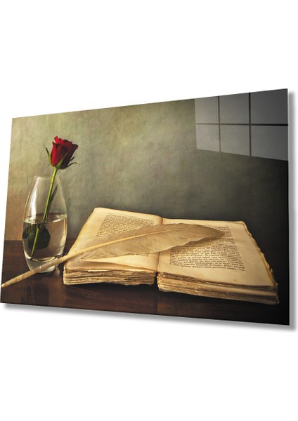 Eliza Home Kırmızı Gül ve Kitap Red Rose And Book Table
