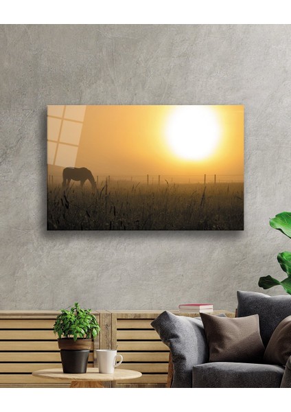 Eliza Home Gün Batımı At Cam Tablo Sunset Horse Table fiyatları