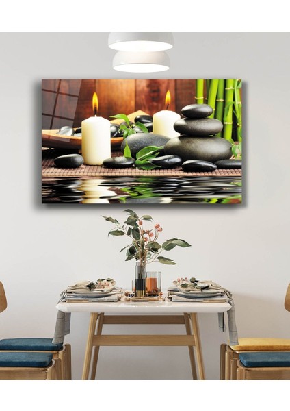 Eliza Home Mum Taş Spa Cam Tablo Candle Stone Spa