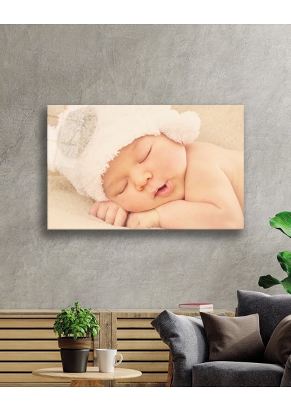 Eliza Home Beyaz Şapkalı Uyuyan Bebek Cam Tablo fiyatları