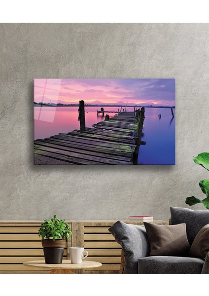 Eliza Home Gün Batımı Iskele Cam Tablo Sunset Pier fiyatları