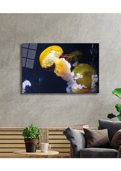 Eliza Home Sarı Denizanası Cam Tablo Yellow Jellyfish