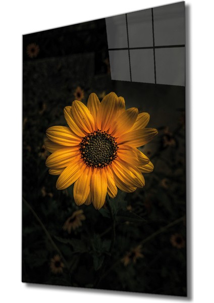 Eliza Home Sarı Ayçiçek Cam Tablo Yellow