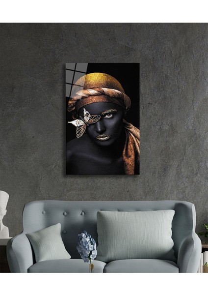 Eliza Home Siyah Kadın Altın Kelebek Cam Tablo fiyatları
