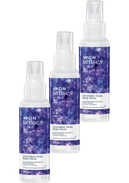 Lavender Calm Lavanta ve Misk Kokulu Vücut Spreyi 100 Ml. Üçlü Set