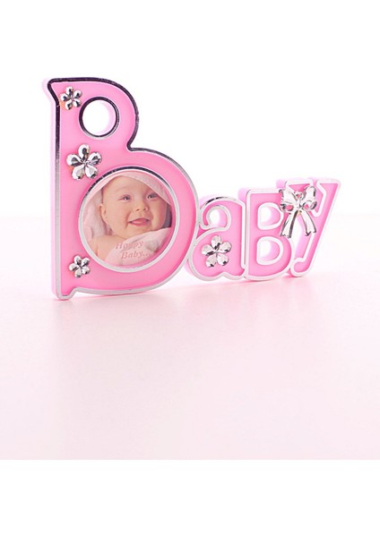 2 Adet Baby Yazılı Sevimli Mini Resim Çerçevesi Pembe