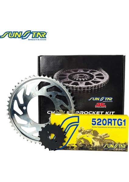 Zincir Dişli Seti Ducatı Hypermotard / Evo / Sp (1100 Cc) (2007-2009) / Zincir : Sunstar 525RTG1 (GOLD)-104 / Dişli: Jt (15T-42T) / Ducatı / Hypermotard / Evo / Sp / 1100CC / 2007-2008-2009