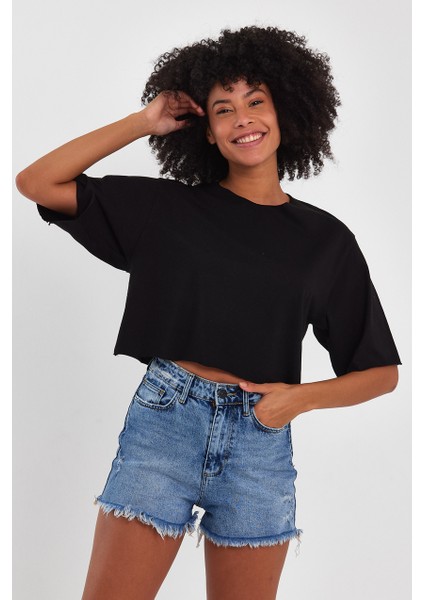 Kadın Basic Oversize Crop