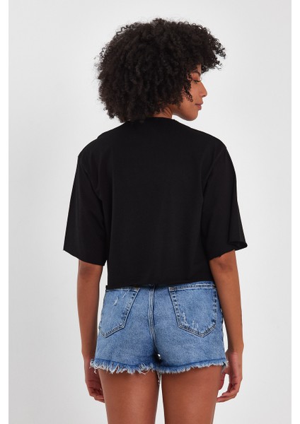 Kadın Basic Oversize Crop