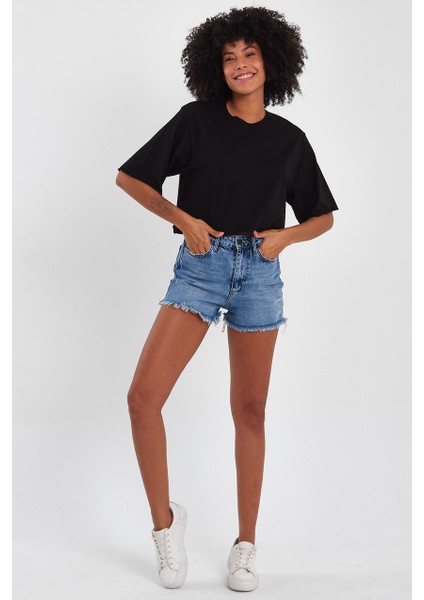 Kadın Basic Oversize Crop