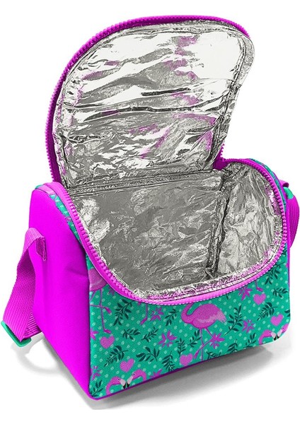 Kids Su Yeşili Pembe Flamingo Desenli Çekçekli 3’lü Okul Çanta Seti SET0123912 fırsatları