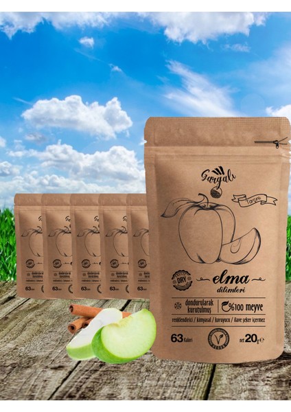 Sağlıklı Gıda Dondurularak Kurutulmuş Tarçınlı Elma Dilim Kurusu 6'lı ( Freeze Dried Meyve Cipsi )