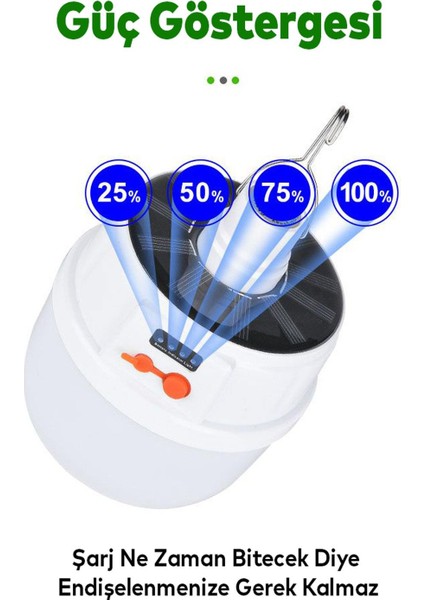 El Feneri Işıldak Kamp Lambası Ledli Güneş Enerjili Şarjlı Pilli Portatif Askılı Gece Lambası