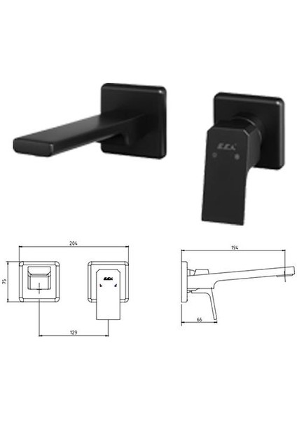 Eca Tiera Ankastre Lavabo Bataryası Mat Siyah Set fiyatları