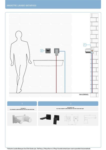 Eca Tiera Ankastre Lavabo Bataryası Mat Siyah Set fırsatları