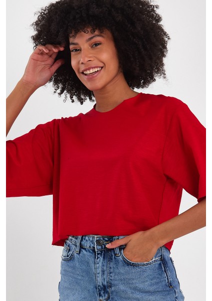 Kadın Basic Oversize Crop