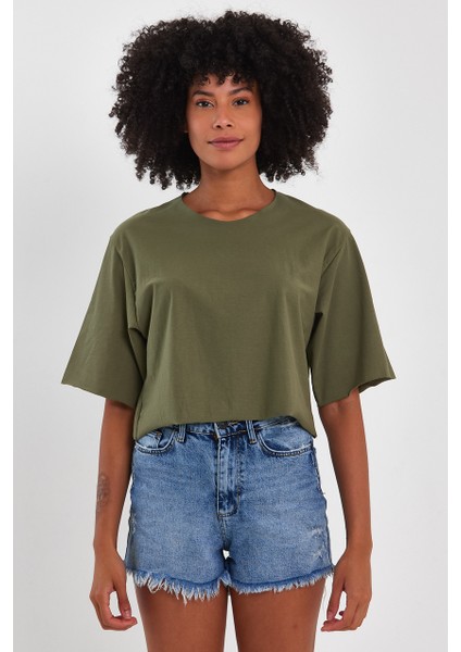 Kadın Basic Oversize Crop